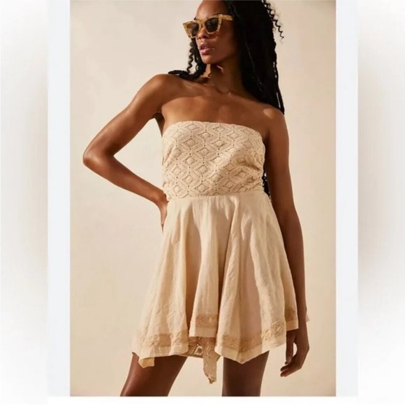 NWT! FREE PEOPLE romanticize nude peach dress, M. - Picture 8 of 12